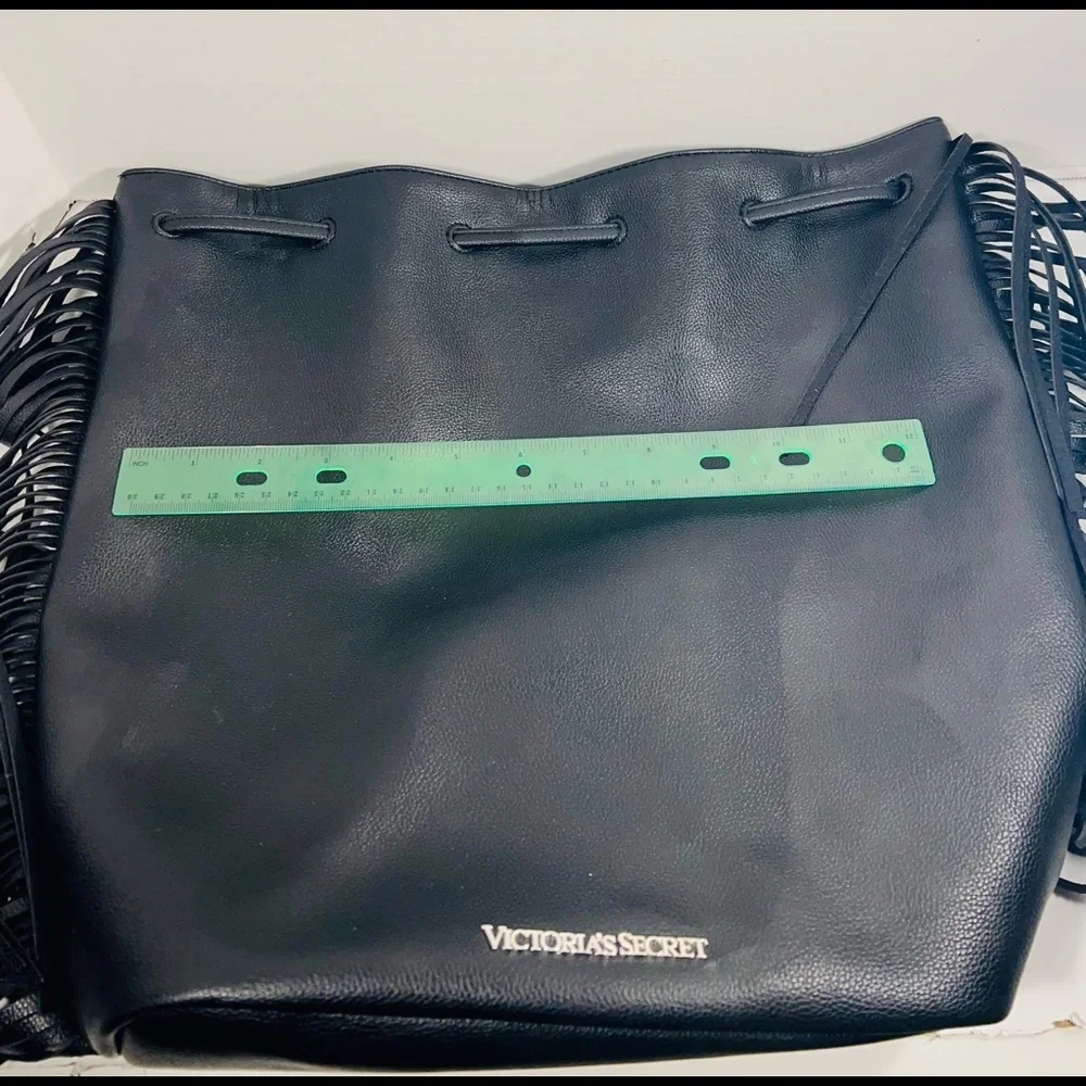 Victoria’s Secret Fringe black cowgirl bucket drawstring backpack bag